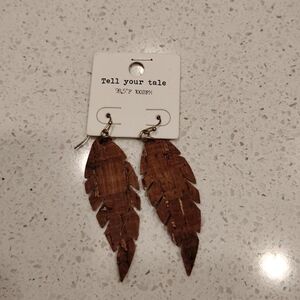 Brown Feather Shaped Earrings